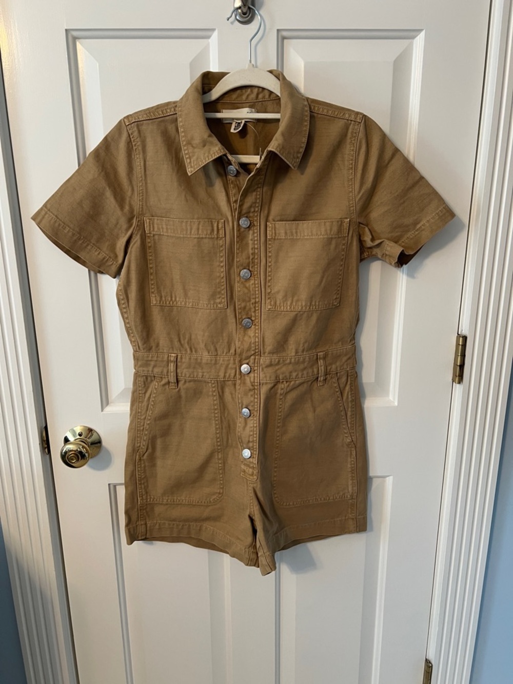 Madewell Tan Utility Short-Sleeve Romper